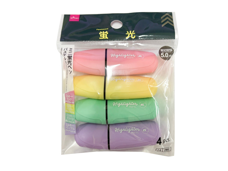 ミニ蛍光ペン（パステルカラー、4本） - 100均 通販 ダイソーネット