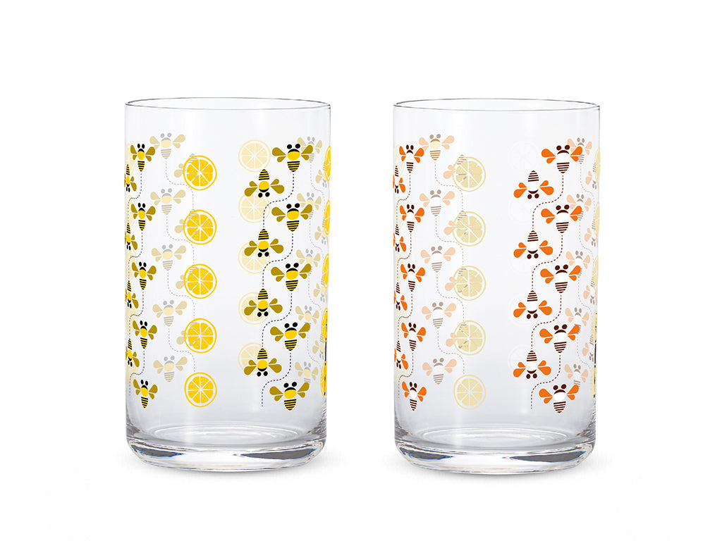 懐かしのソーダグラス（ミツバチ、イエロー・オレンジ、約420mL