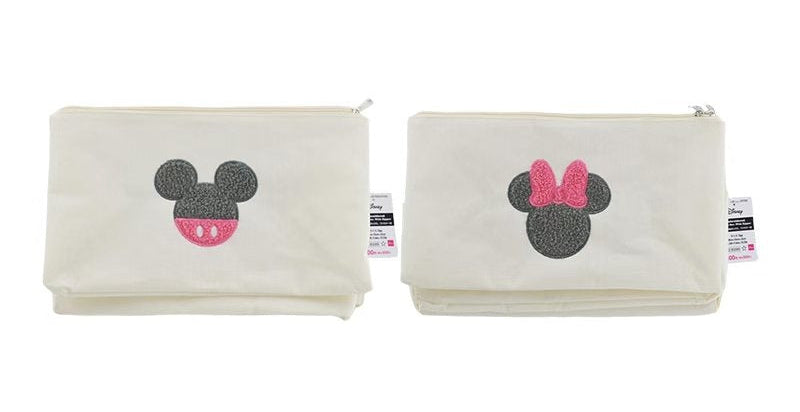 刺繍付収納ボックス、ファスナー付（ミッキーアイコン／ミニーアイコン