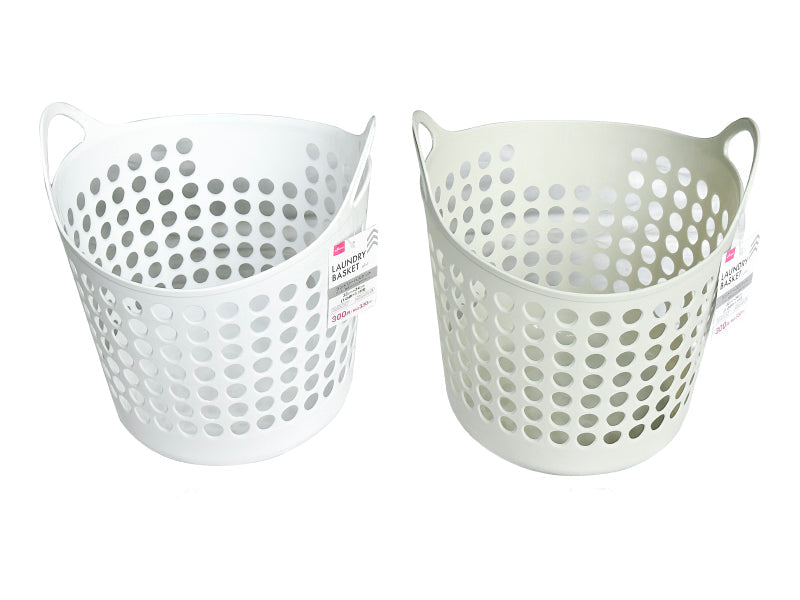 ハンドメイド　布バスケット（小）　かご✕ドット(白) ランドリーバスケット（ドット） - 100均 通販 ダイソーネットストア