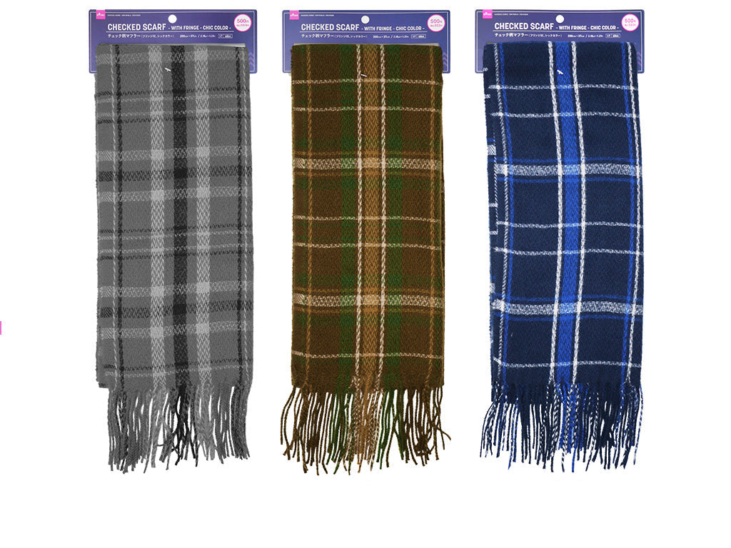LV チェック柄マフラー フリンジ付き miniministore マフラー ストール チェック柄ストール 大判フリンジ