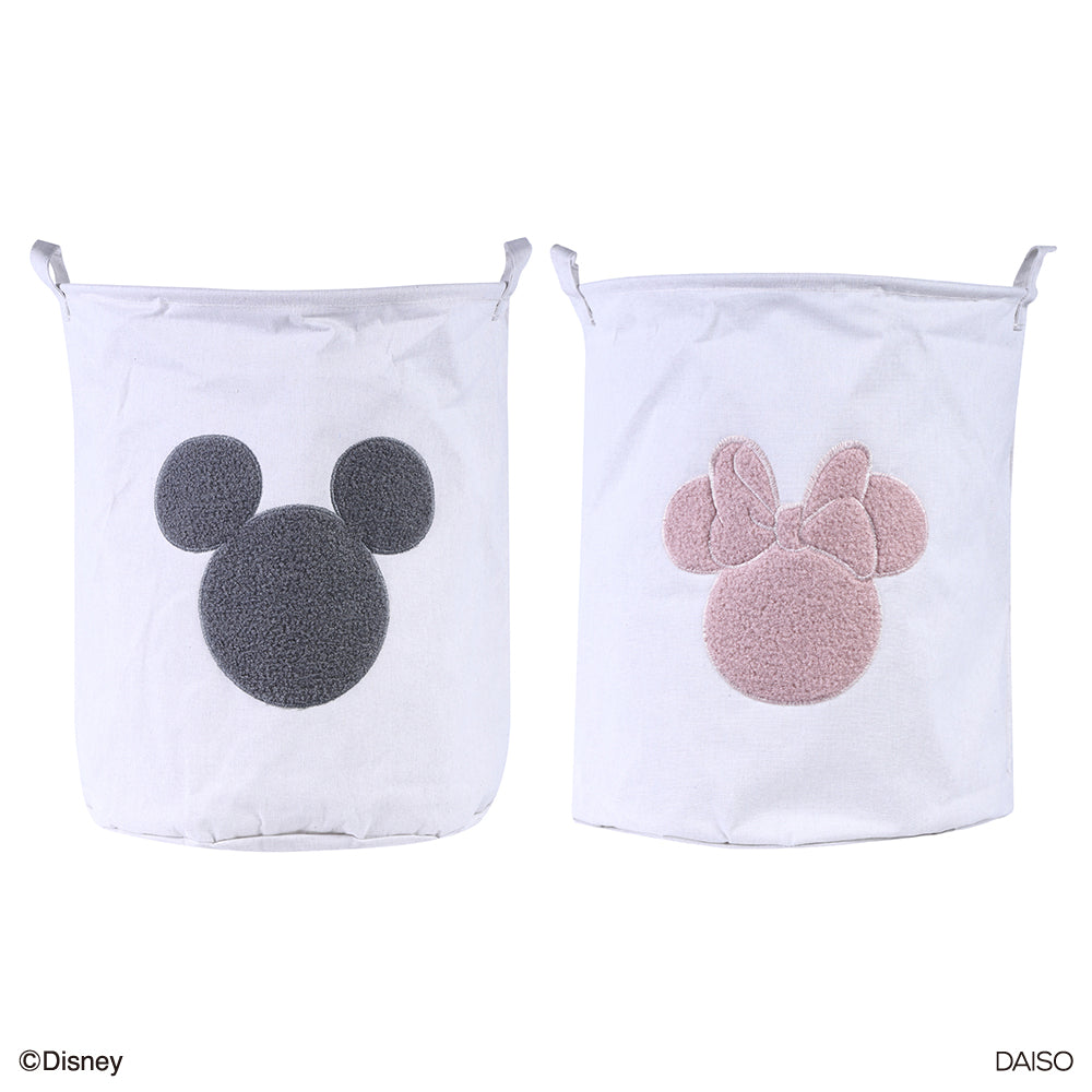 ドット柄刺繍収納バッグ グレー 刺繍付収納バッグ（ミッキーアイコン／ミニーアイコン） - 100均
