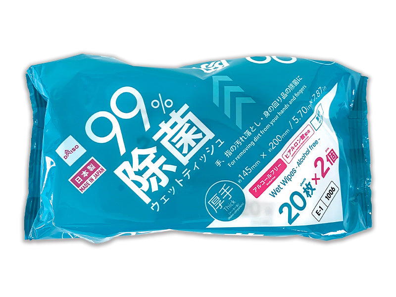 除菌ウェットティッシュ（アルコールフリー、厚手、20枚、2個