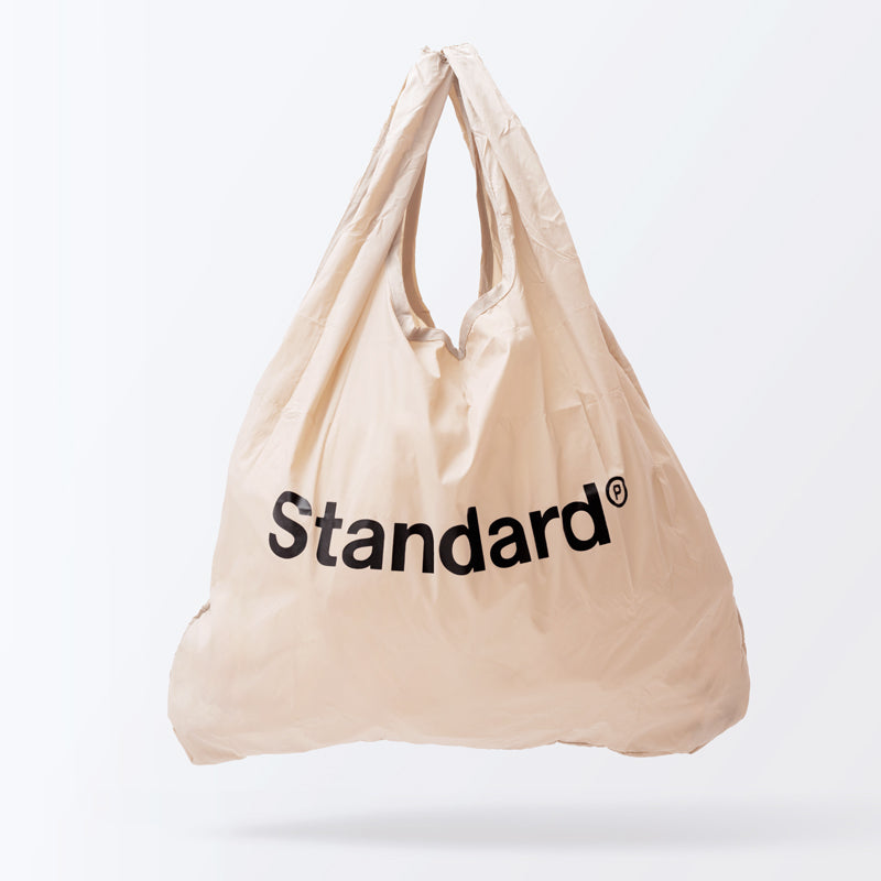 エコバッグ(くしゅっとコンパクト、ショートロゴ、BE) - 100均 エコバッグ(くしゅっとコンパクト、ショートロゴ、BE) - 100均