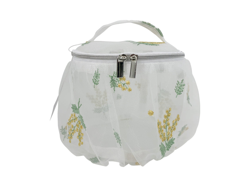 チュールレースミニバニティポーチ（ミモザ柄） - スリーピーネット