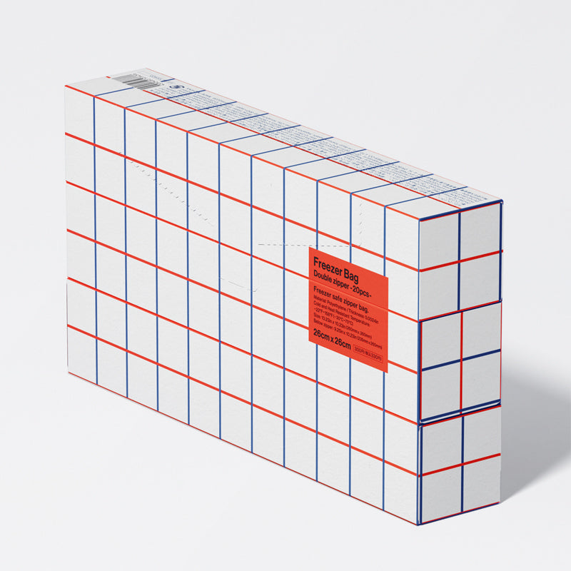 ダブルジップフリーザーバッグ（グラフチェック、20枚） - 100均