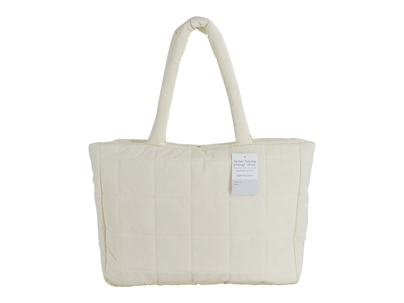 キルティングトートバッグ（greeting1、WH） - スリーピー