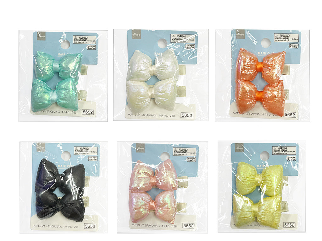 ヘアクリップ（ぷっくりリボン、キラキラ、2個） - 100均 通販