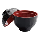 山中塗りふた付亀甲吸物椀 黒内朱