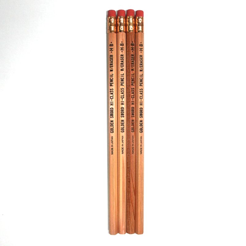 日本の消しゴム付鉛筆 ＨＢ ４本組
