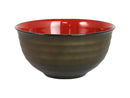 会津塗 羽反ロクロ目中丼(食洗機対応、こげ茶内朱)