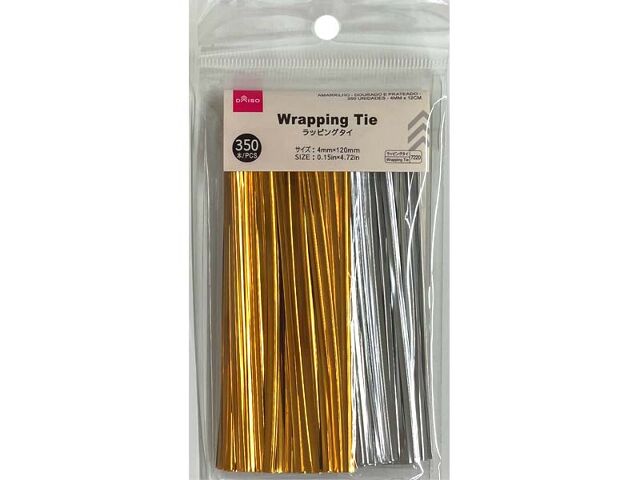 ラッピングタイ（ゴールドカラー＆シルバーカラー、350本） - 100均