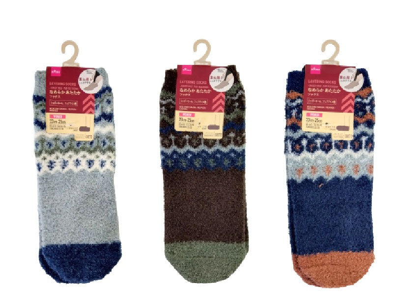 重ね履きソックス（シャギーモール、フェアアイル柄） - 100均 通販