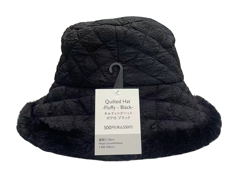 キルティングハット（ボア付、ＢＫ）