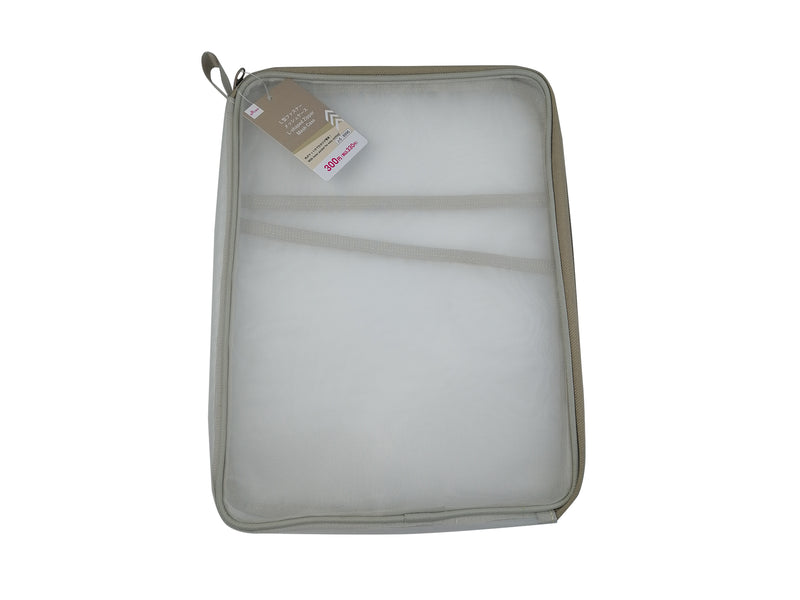 Ｌ型ファスナーメッシュケース（内ポケット２ポケットタイプ、ベージュ）