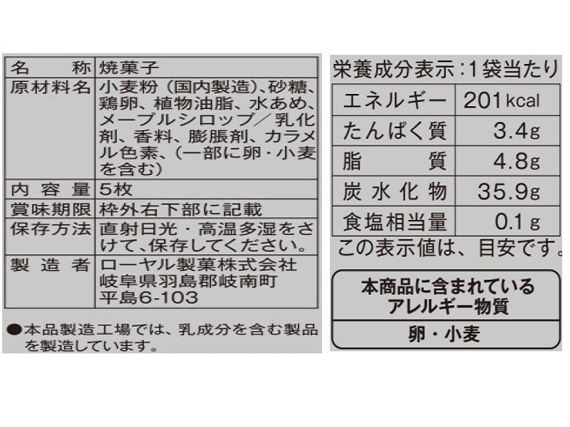 ローヤル　ぱんじゃない、ぱんけーき。　５枚