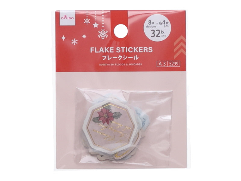 フレークシール（クリスマス、ヴィンテージ風、３２枚）