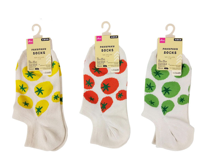 モチーフソックス（ショート丈、抗菌防臭、トマト柄）