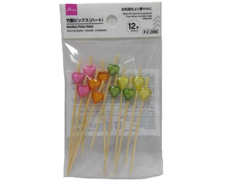 竹製ピックス（ハート、１２本）
