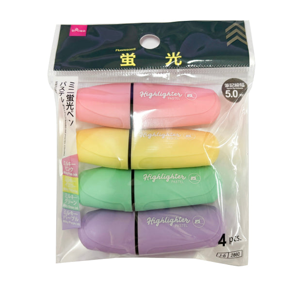 ミニ蛍光ペン（パステルカラー、4本） - 100均 通販 ダイソーネット