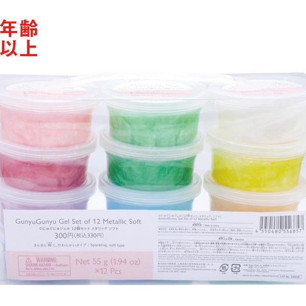 スライム 中国グルー 3本セット ぐにゅぐにゅジェル（12個セット、メタリック、ソフト