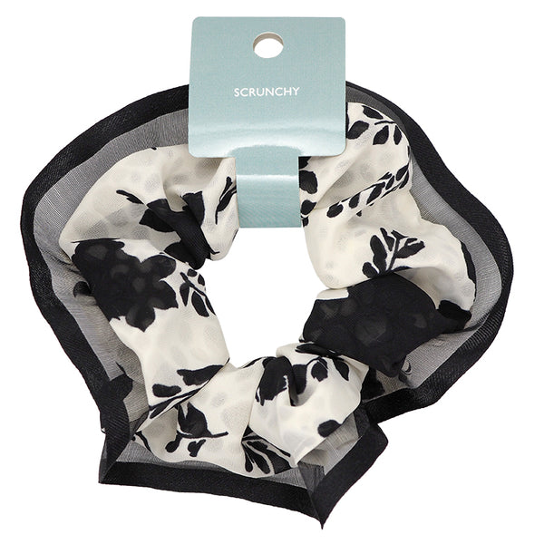 シュシュ（パイピング、モノトーンフラワーIV） - スリーピーネット