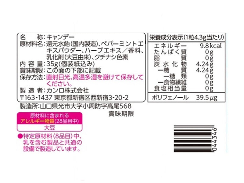 カンロ　ノンシュガースーパーメントールのど飴　３５ｇ