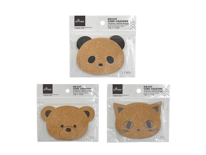 ダイカットコルクコースター（2個、アニマル柄） - 100均 通販