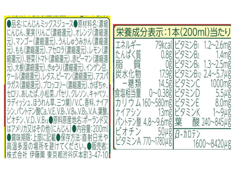 伊藤園　ビタミン野菜　２００ｍｌ