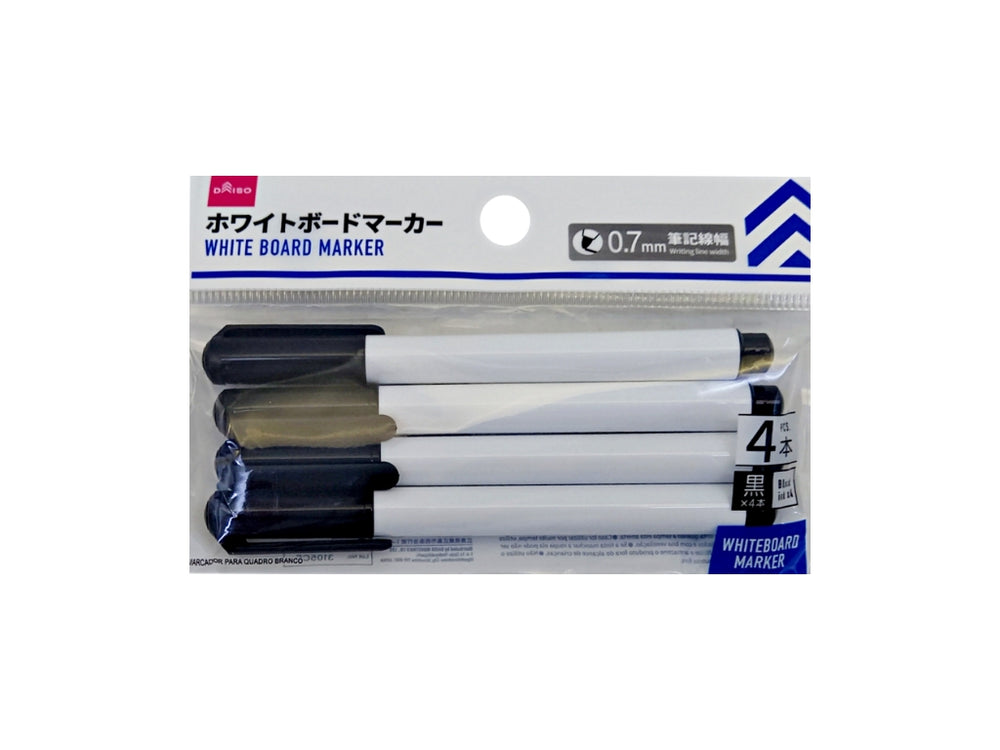 ホワイトボードマーカー 黒 ホワイトボードマーカー4本（黒） - 100均 通販 ダイソーネットストア