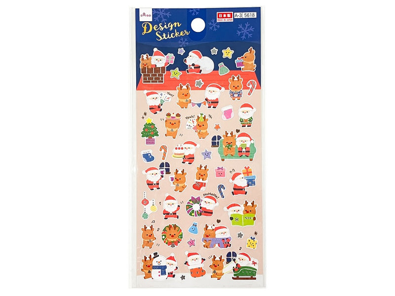 シール（クリスマス、サンタ＆トナカイ）