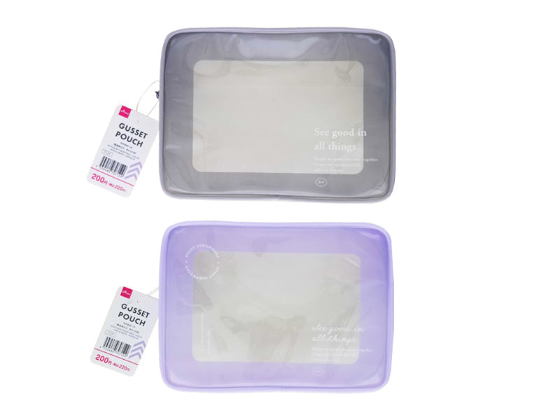 マチ付ポーチ（窓あきロゴ、ポケット付）