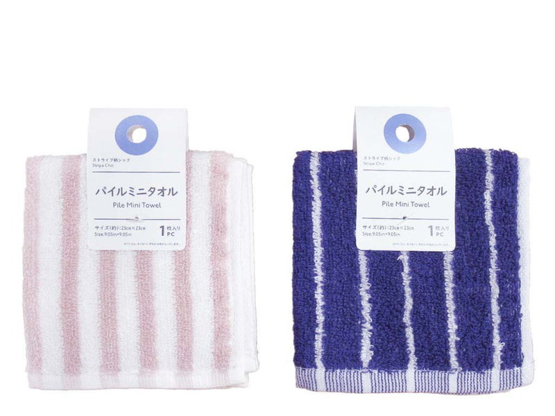 パイルミニタオル　ストライプ柄シック