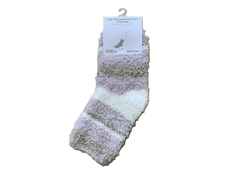ふわふわ太モールルームソックス（ボーダー　ＢＥ）
