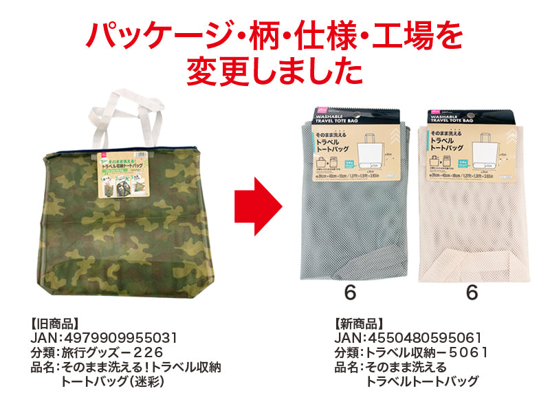 そのまま洗えるトラベルトートバッグ
