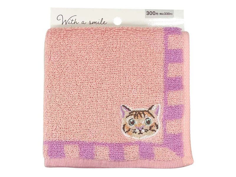 ミニタオル　フレームねこ刺繍