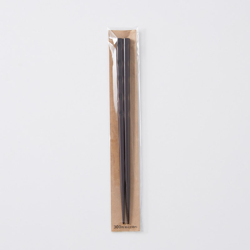 若狭塗箸　二面彫り　灰（食洗機対応）２２．５ｃｍ