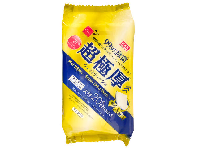 アルコール除菌ウェット（超極厚、２０枚）