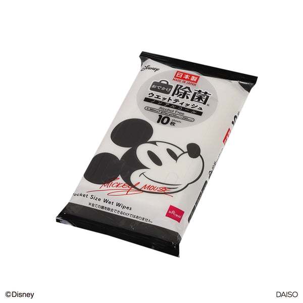 ノンアルコールポケットウェットティッシュ、10枚、3個（ミッキー