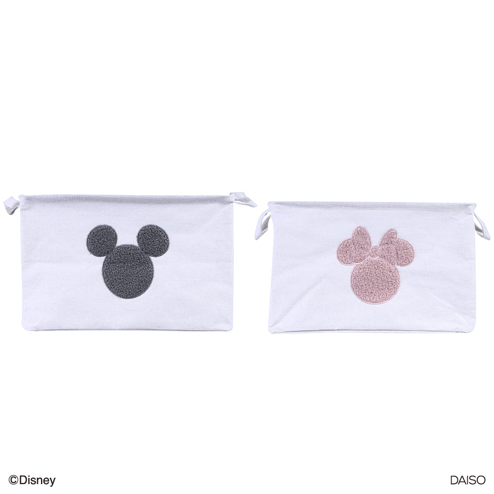 刺繍付収納ボックス、角型（ミッキーアイコン／ミニーアイコン