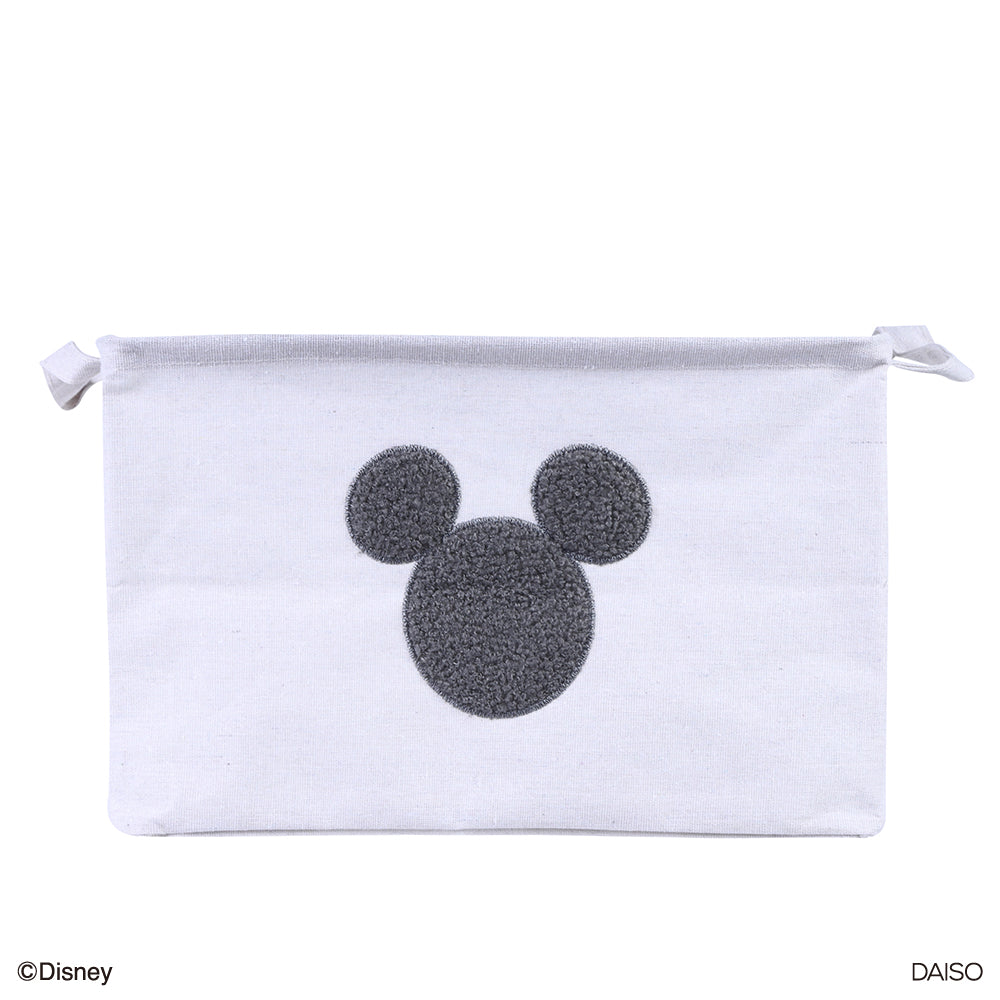 ドット柄刺繍収納バッグ グレー 刺繍付収納バッグ（ミッキーアイコン／ミニーアイコン） - 100均