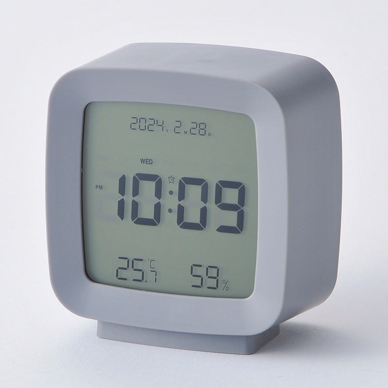 温湿度付デジタル時計（ＧＹ、スクエア）