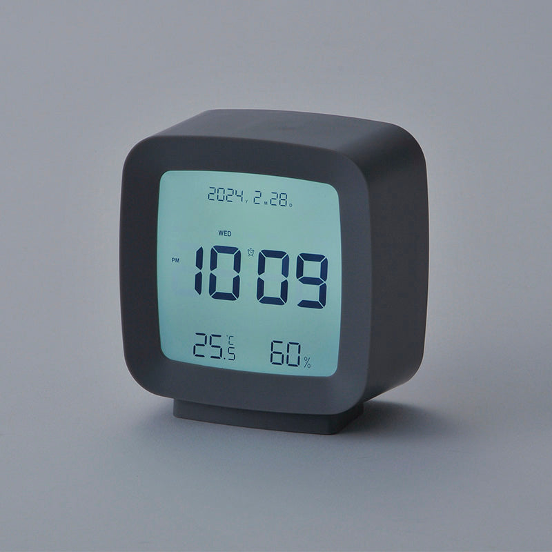 温湿度付デジタル時計（ＧＹ、スクエア）