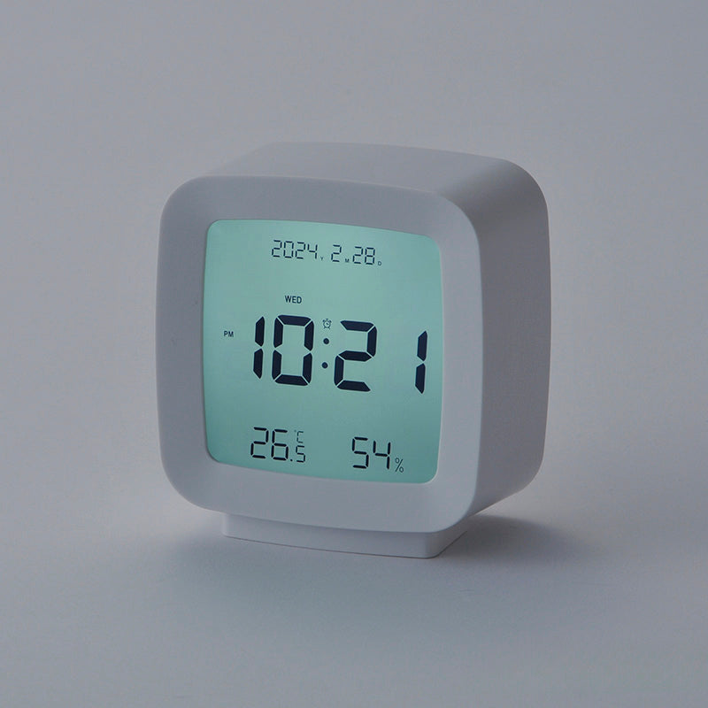 温湿度付きデジタル時計（ＷＨ、スクエア）