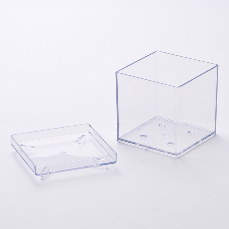 トレイ付クリア植木鉢（四角、３号）９ｃｍ