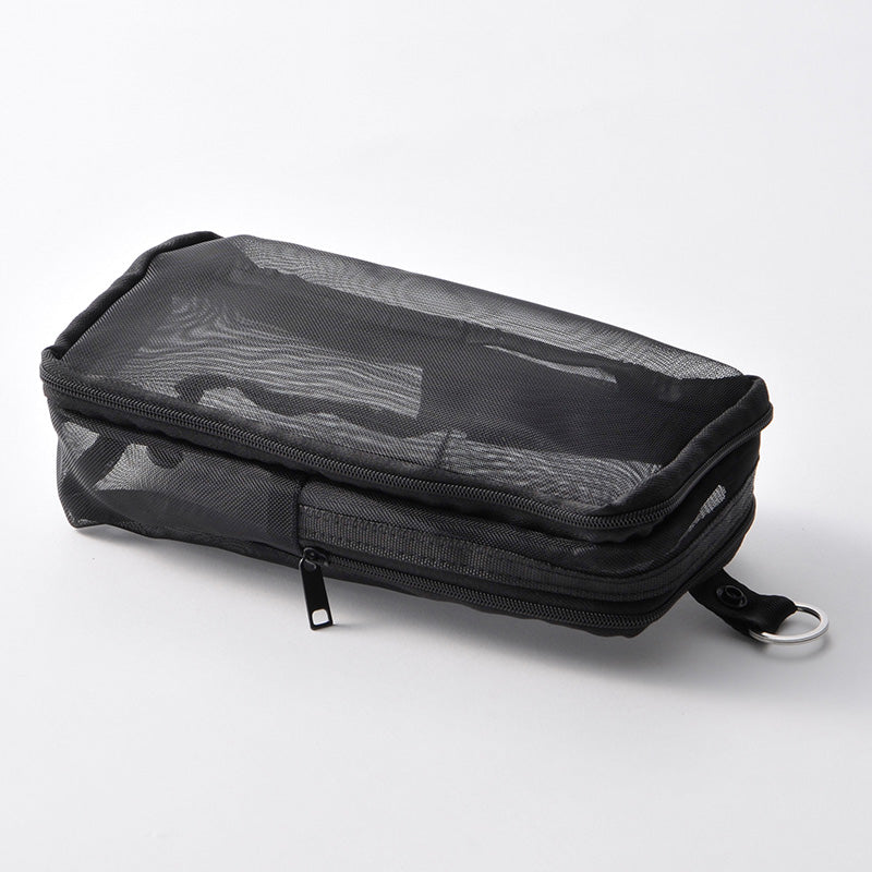 Mesh pen case (flat, BK) that can be used both vertically and horizontally