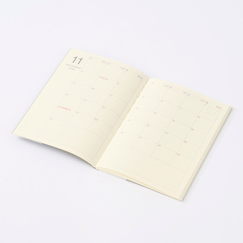 ２０２６スケジュール帳（マンスリー、Ｂ６変形、ダークグレー）