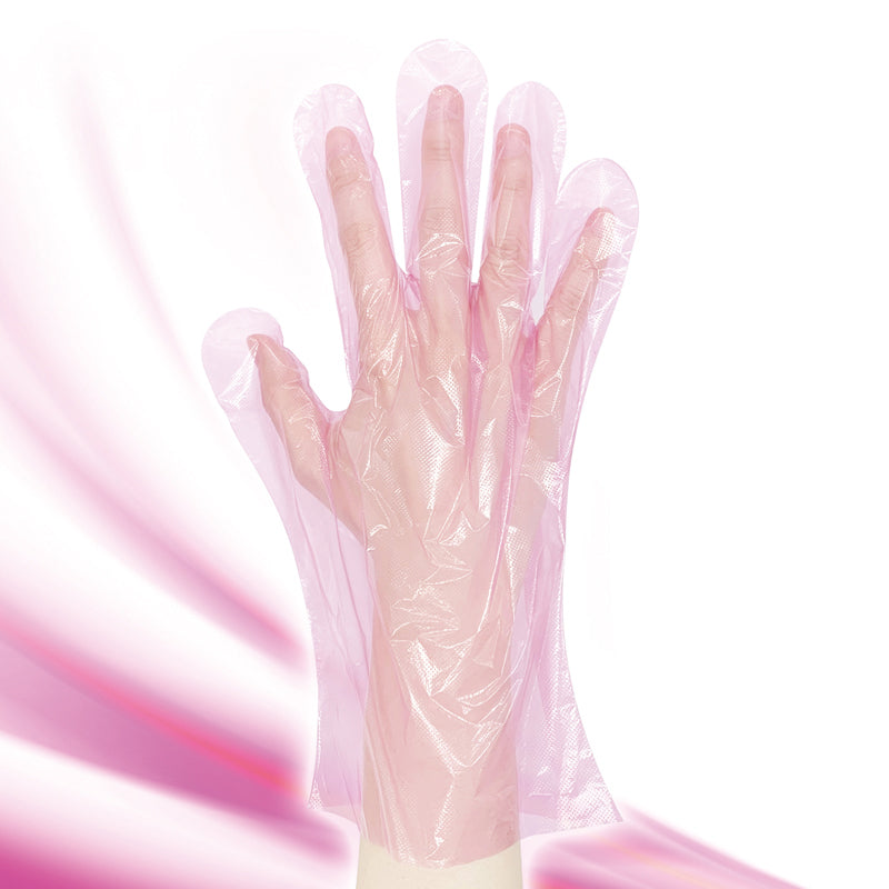 カラーポリエチレン手袋（ピンク、１００枚）