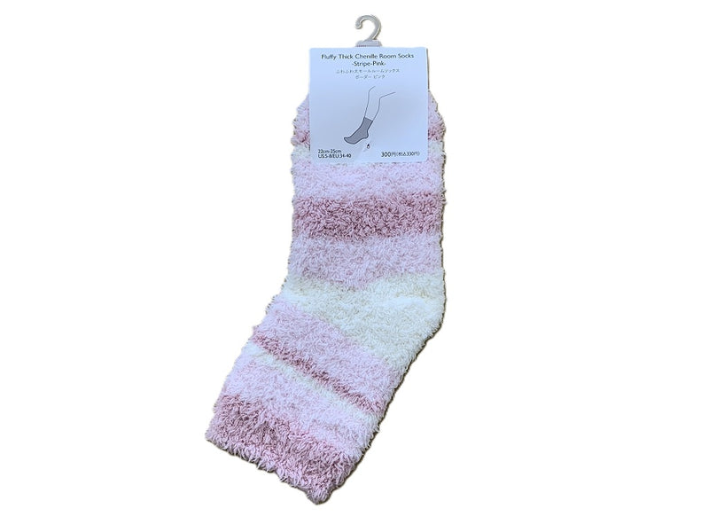 ふわふわ太モールルームソックス（ボーダー　ＰＫ）