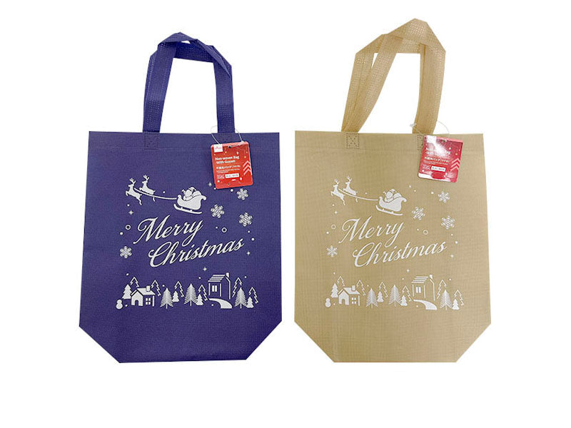 不織布バッグ（クリスマス、マチ付）